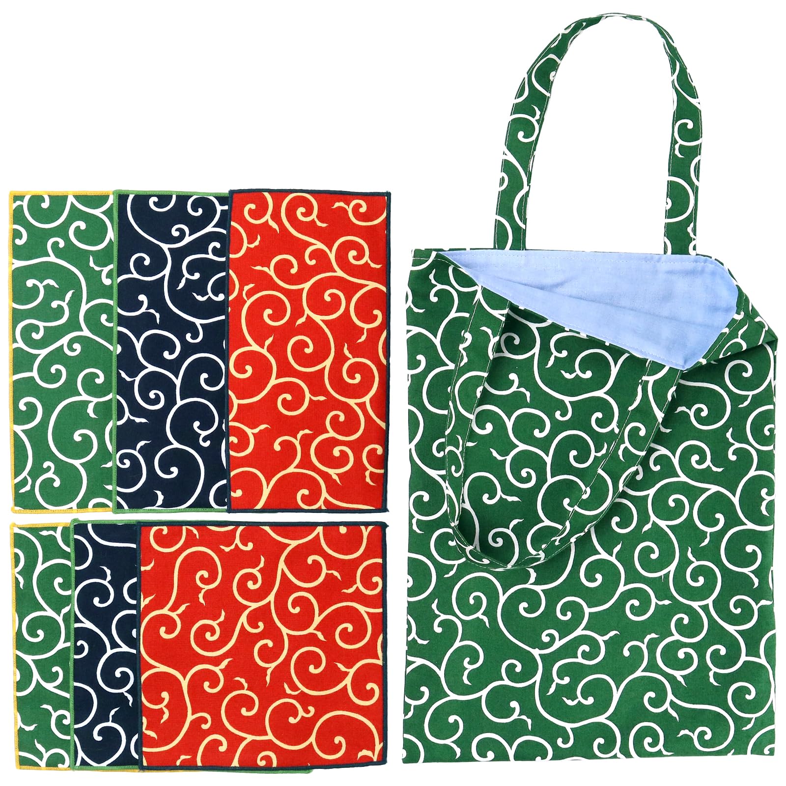 

Set of 6 handkerchiefs with a free tote completely made in cotton gauze green set [cluster] kids bag, Japan, 100% handkerchiefs/arabesque