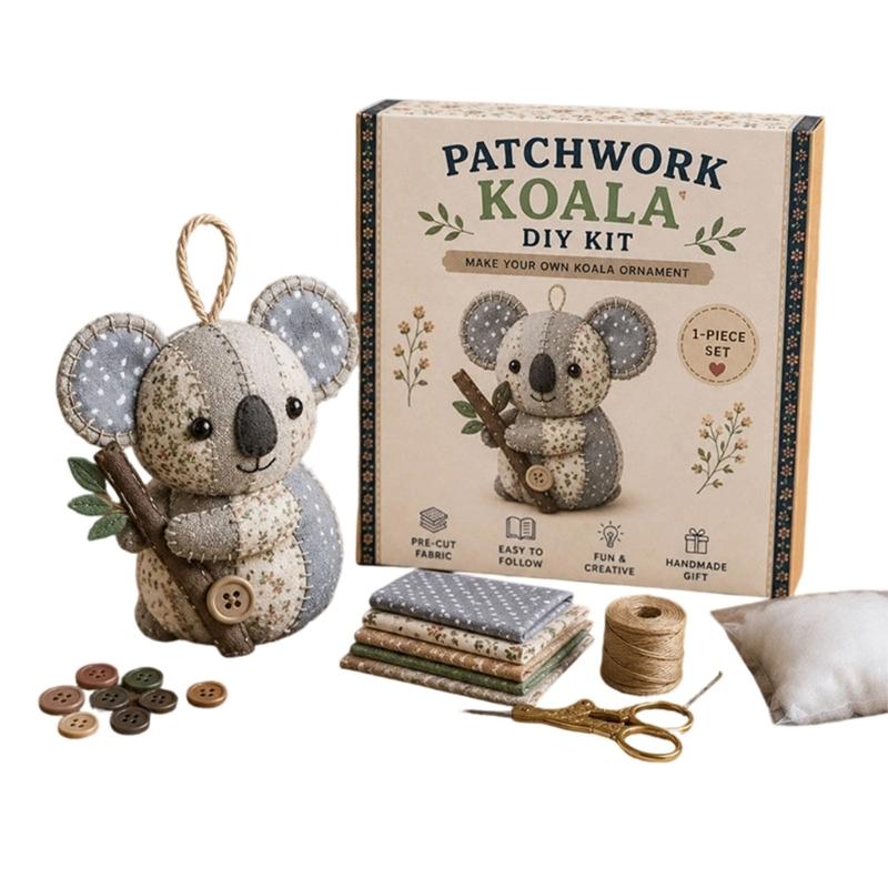 DIY Animal Sewing Crafts Set DIY Patchwork Animal Kits for Adults Beginner Precuts Florals Fabric Sewing Set