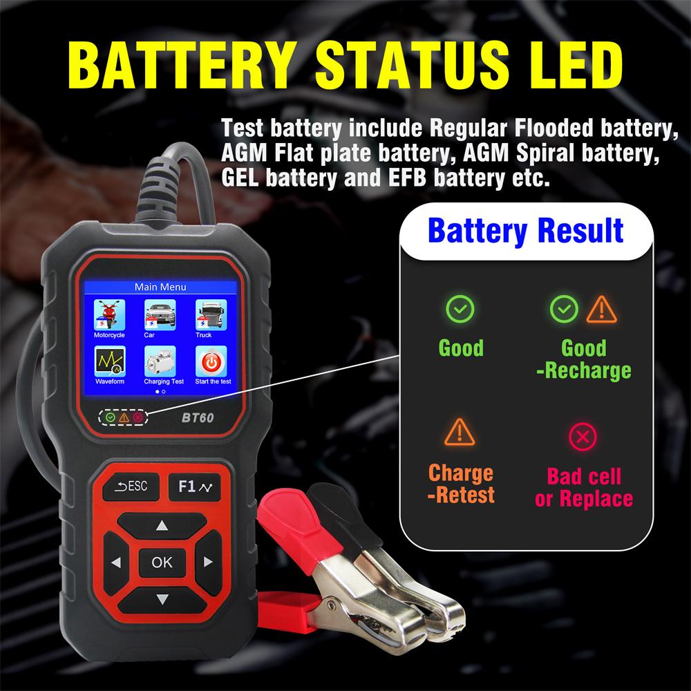 NEW Digital Battery Analyzer Tester For 12V 24V Car Truck Motorcycle Universal