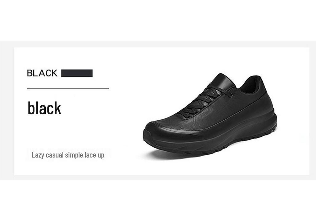Men's Genuine Leather Low-Top Hiking Shoes - Spring/Autumn, Large Size Casual Sports Sneakers