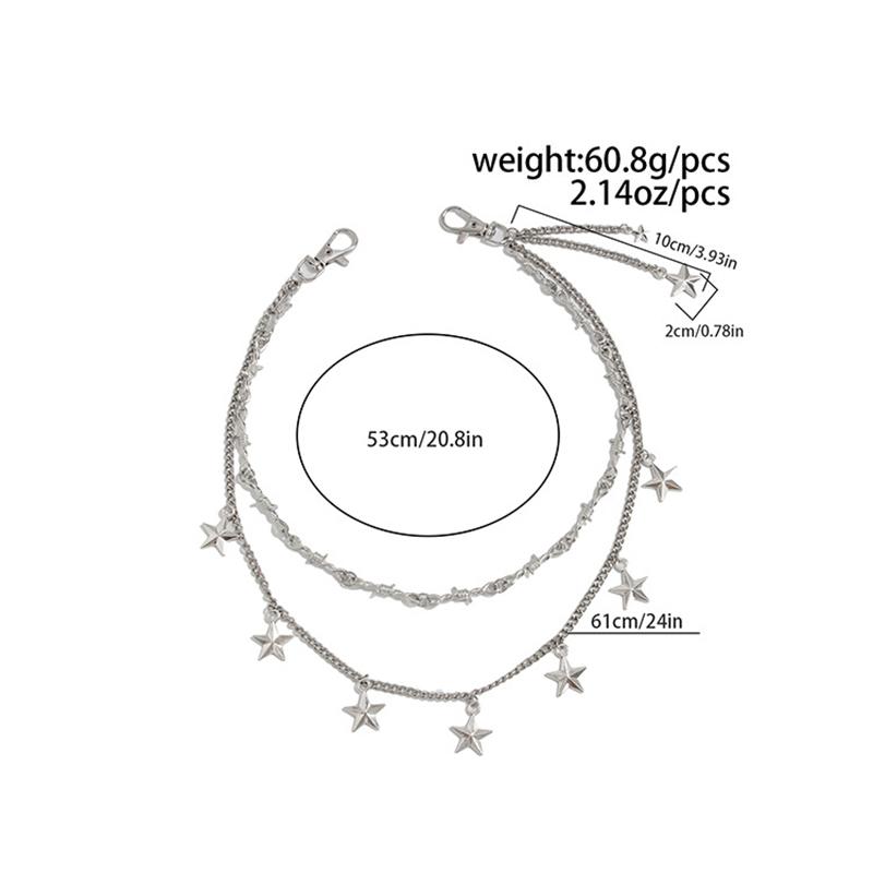 Trendy Hip Hop Double Layer Jeans Pants Chain Men Women Creative Star Pendant Bag Waist Chain Steampunk Jewelry Gift