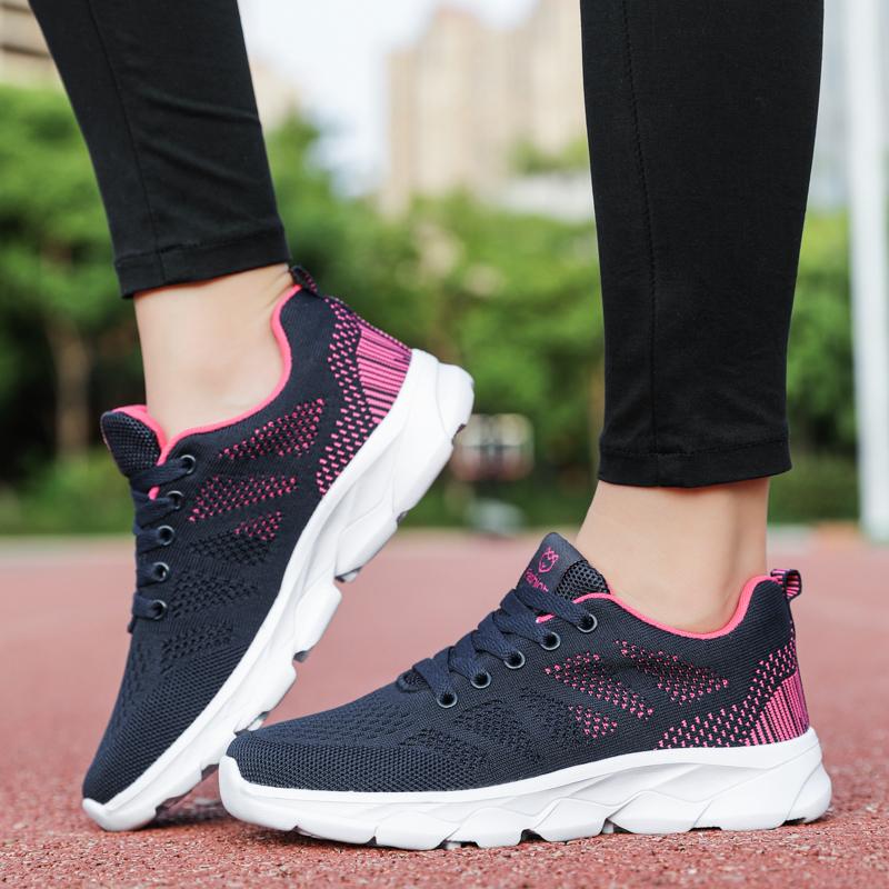 35-42 Spring/autumn Women's Flying Woven Breathable Super Light Stuffed Sports Shoes Large Size Ultra -light Stool Women's Sports Shoes
