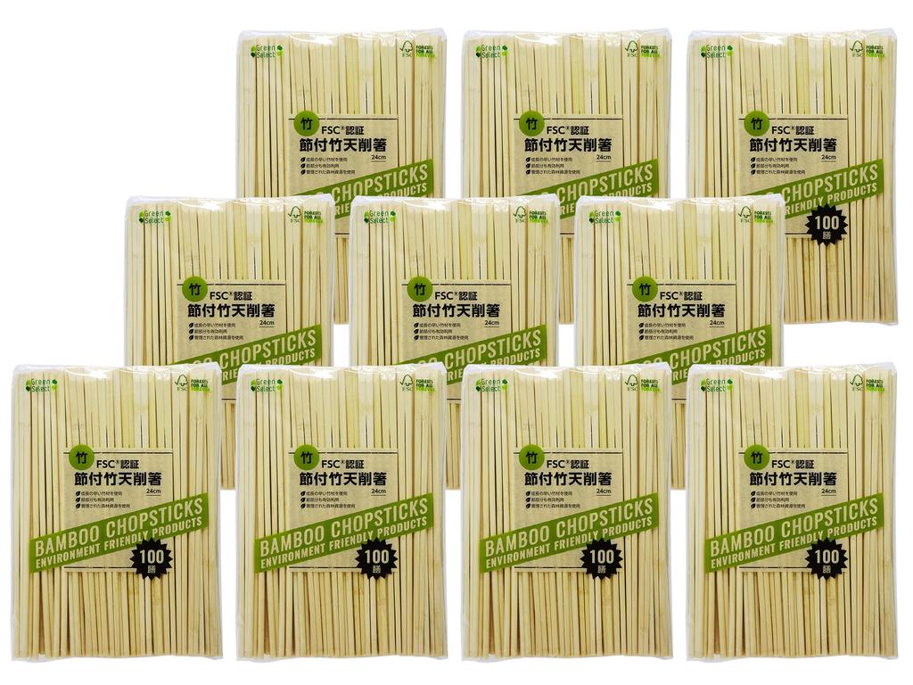 Yamato Bussan Bamboo Cut Chopsticks 24cm 100 Pieces 10 Packs