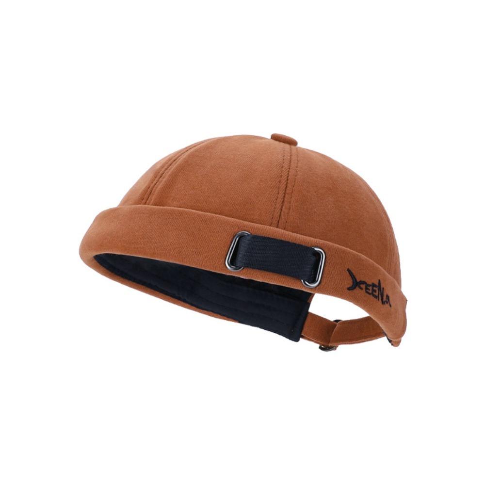 

Дышащая шапка-бини, регулируемая докерская кепка, модная бескозырка коричневый