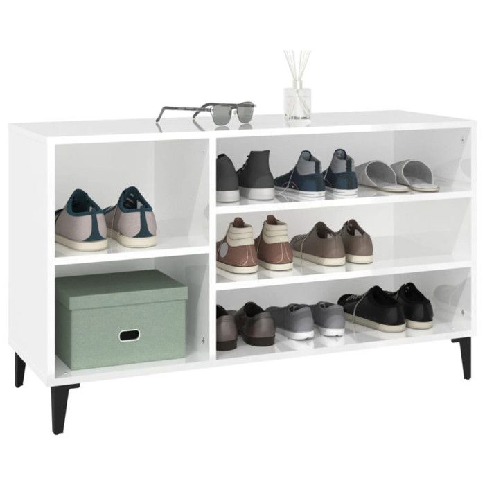 VidaXL Armoire à chaussure Blanc brillant 102x36x60 cm Bois ingénierie 819750