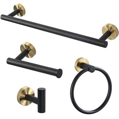 Yipan Black Gold Stainless Steel 4-Piece Bathroom Hardware Set