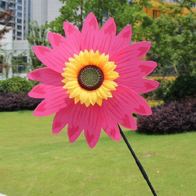 Outdoor Wind Spinner Plastic Sunflower Wind Spinner with Stake 360 Degree Rotating Windmill Yard Wind Sculpture for Home