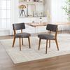 Modern Mid-Century Style Dining Chair Set of 2, Solid Wood Legs Fabric Upholstered Seat for Kitchen, Dining Room or Office (gray Linen Fabric)