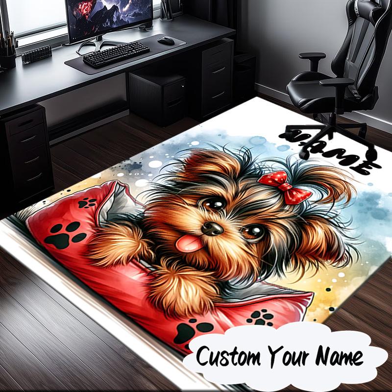 Custom Name Vintage Dog Portrait Art Carpet, Chair Rug,Area Rug for Office Bedroom living rooms bedroom, Doormat decor Christmas fan gifts