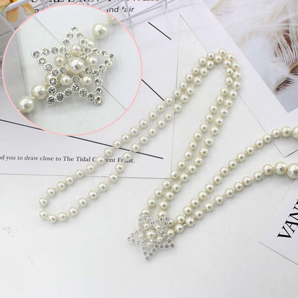 Party Decorative Jewelry Waist Strap Trouser Dress Belts Elegant Pearl Belt Thin Chain Waistband