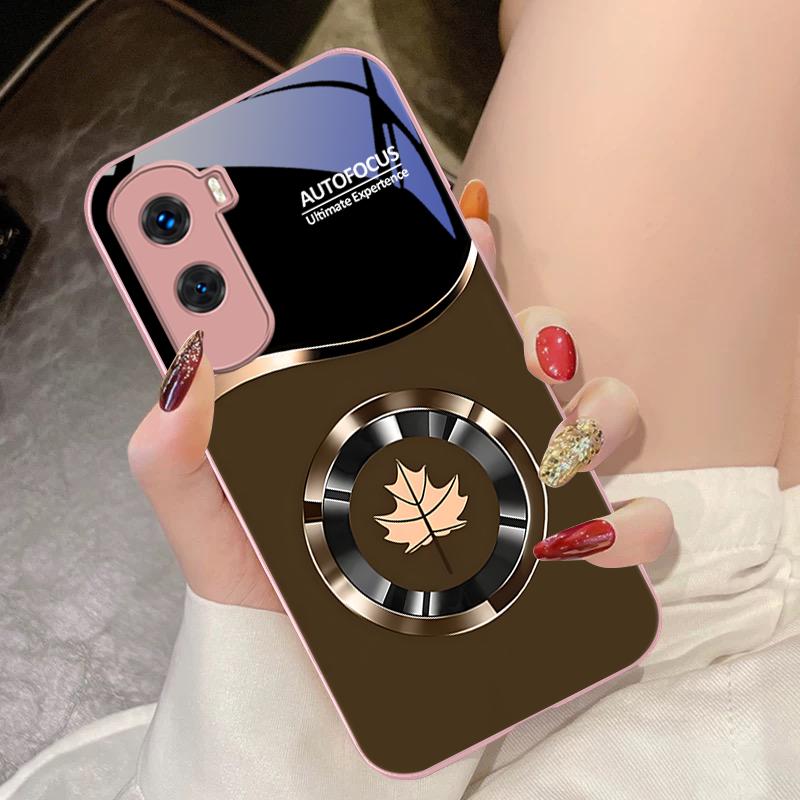 Kreis Ahornblatt Grün Für Honor 200 90 8X 9X Pro Lite P50 P40 Nova 10 11i P60 Magic4 6 Mate 20 50 Gehärtetes Glas Handyhülle