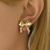 Vintage Irregular Metal Bowknot Earrings For Women Sweet Elegant Gold Color Women's Stud Earring Party Jewelry Holiday Gifts
