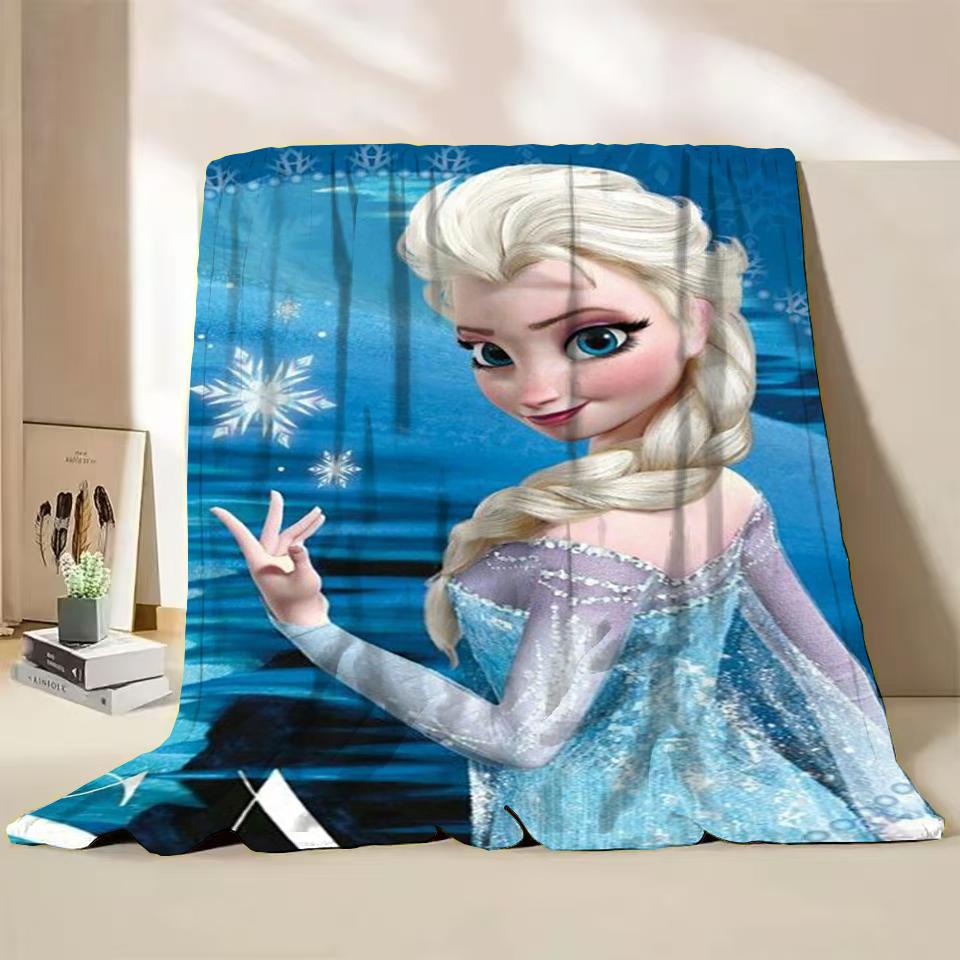 Disney Frozen Elsa Princess Childrens Adult Soft Flannel Blanket Fluffy Baby Plush for Bedroom Travel Office Cover Warm Blankets