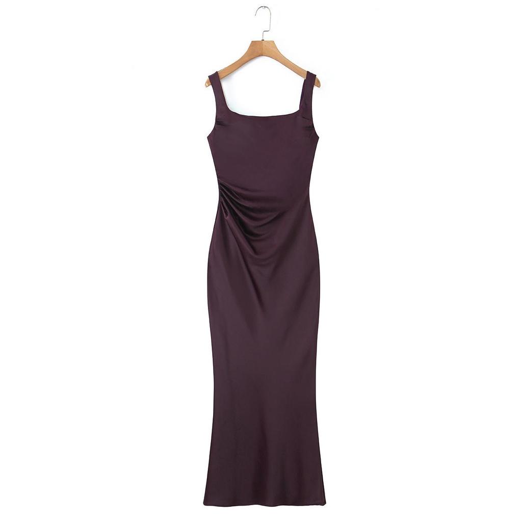 European/American Satin Spaghetti Strap Classic Evening Gown for Women