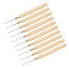 10pcs Hook Needle Wooden Handle Hair Extension Hook Needle Wig Tools