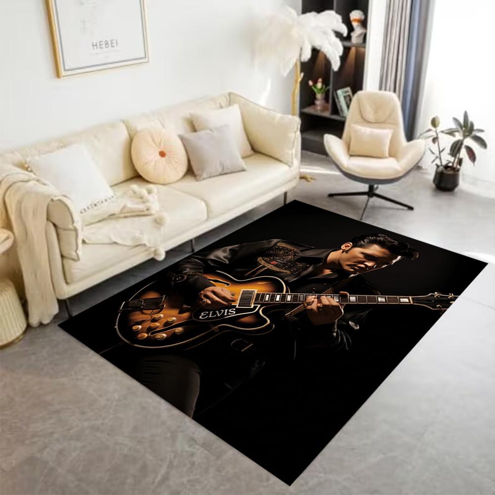 Elvis Presley Guitar Performance Floor Rug Office Rug Perfect for Game Room Entryway Outdoor Foyer Anti-slip Rug Office home decor