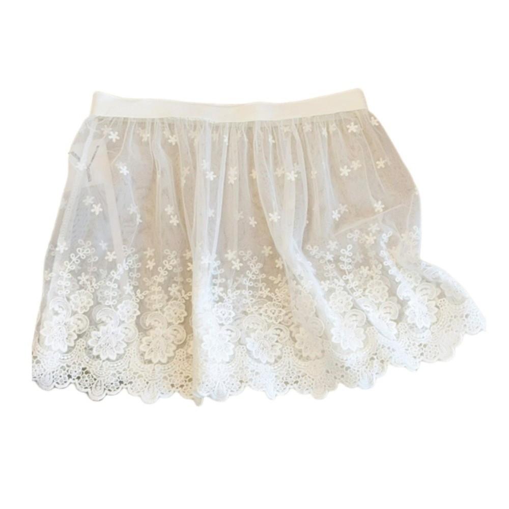 Transparent Safety Skirt Petticoat Embroidery Flower Mesh Underskirt Slips Dress  Female