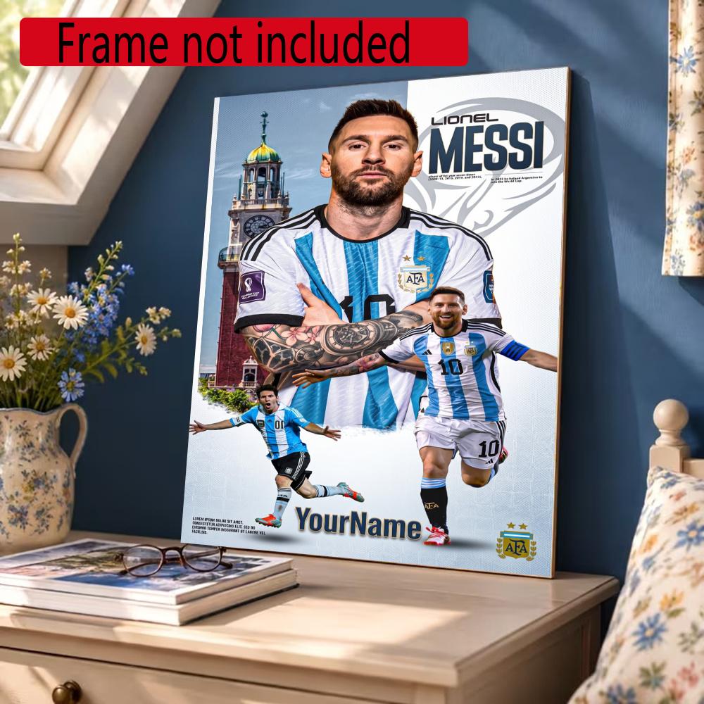 Messi Customize Your Name Diamond Painting Round Diamond Diy Frameless Holiday Artwork Suitable For Home Office Wall Decoration