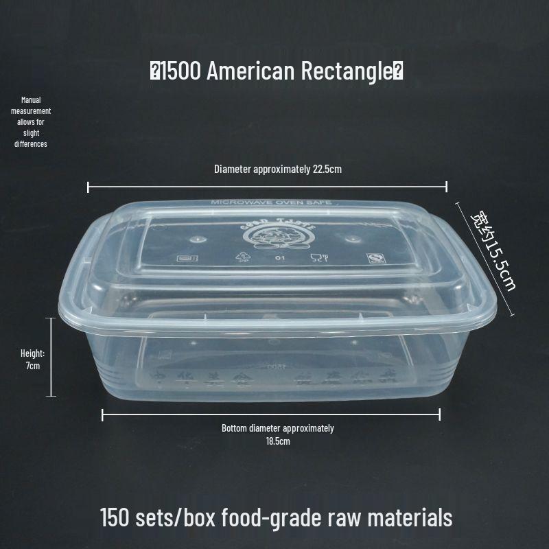 Rechteckiger Einweg-Lebensmittelbehälter für die Mikrowelle - Schwarz, Weiß & Transparent Takeaway-Mittagessensbox.