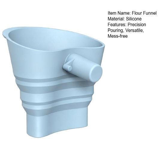Silicone Flour Funnel for KitchenAid 5-Qt Mixer Flexible Collapsible Mess-free Pouring Funnel with 30-degrees Angled Spout Professional Baking Tool