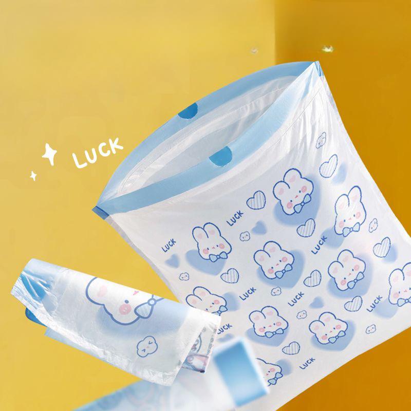 Sacchetto della spazzatura con coulisse e stampa a forma di coniglio, grande, portatile, monouso, in plastica, per la cucina, tascabile