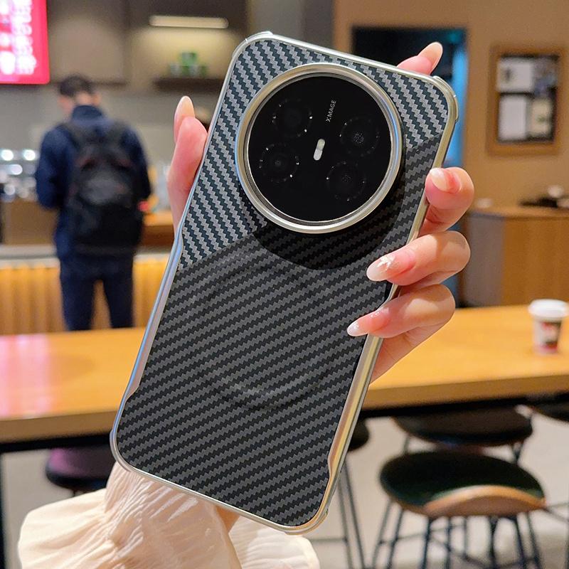 

For Huawei Mate 70 Air Case Magsafe Carbon Fiber Wireless Charging Matte Leather Metal Lens Protection Good Grip Cover Artificial leather