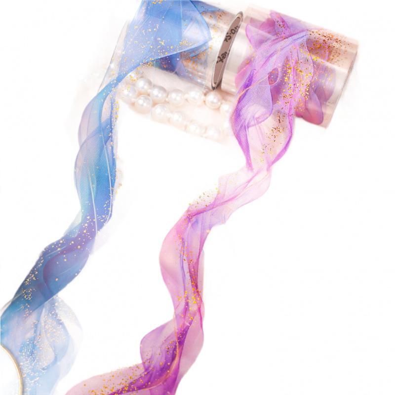 1 Roll Hot Stamped Gradient Color Washi Tape, Smooth Gradient Transition & Glossy Finish