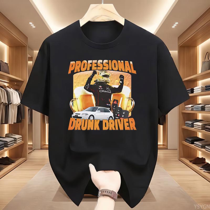 Professional Drunk Driver T-Shirt Men Drinking and Driving Tee Funny Beer Graphic Tees Party Clothes T Shirt Tops