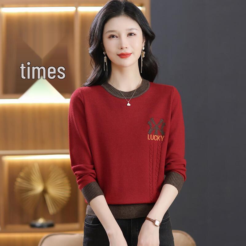 SNOWFLYING 2025 Autumn Women s Round Neck Knit Sweater M