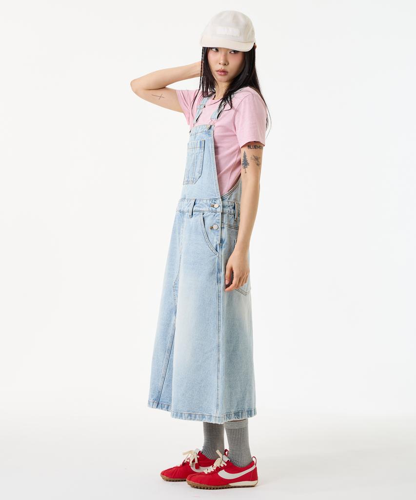 Unknown Planet Light Wash A-Line Denim Overalls