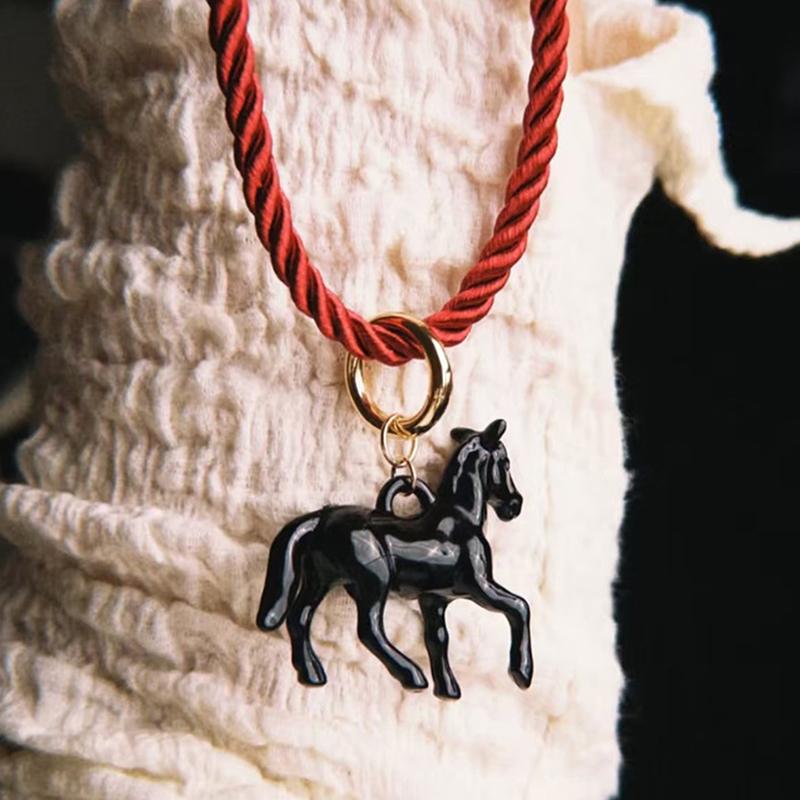 Exaggeration Stereoscopic Small Horse Pendant Earrings For Women Creativity Cute Animal Necklace Charm Jewelry Holiday Gift