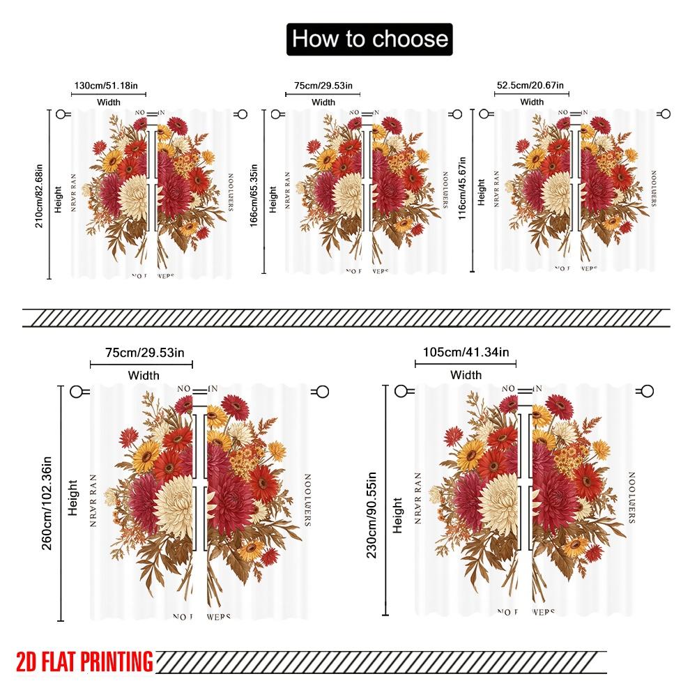 2pcs 2D Flat Printing Curtains No Rain No Flowers Polyester Without Electricity Family Party Perfect for Holiday Party General