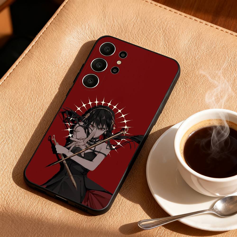Cool Y-Yor F-Forger Anime Phone Case For Samsung S26,S25,24,23,22,30,21,10,9,Ultra,Plus,Lite,Black Soft Case