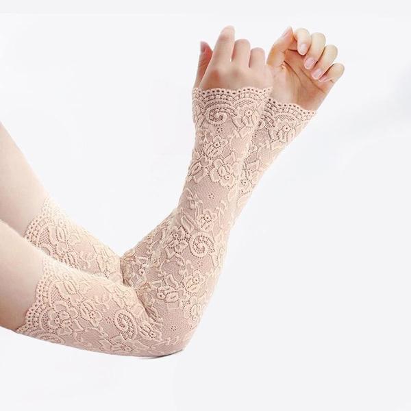 Lace Arm Cover Sun Protection Ice Cover Summer Women Driving Gloves Outdoor Breathable Elastic Half Finger Long Cover
