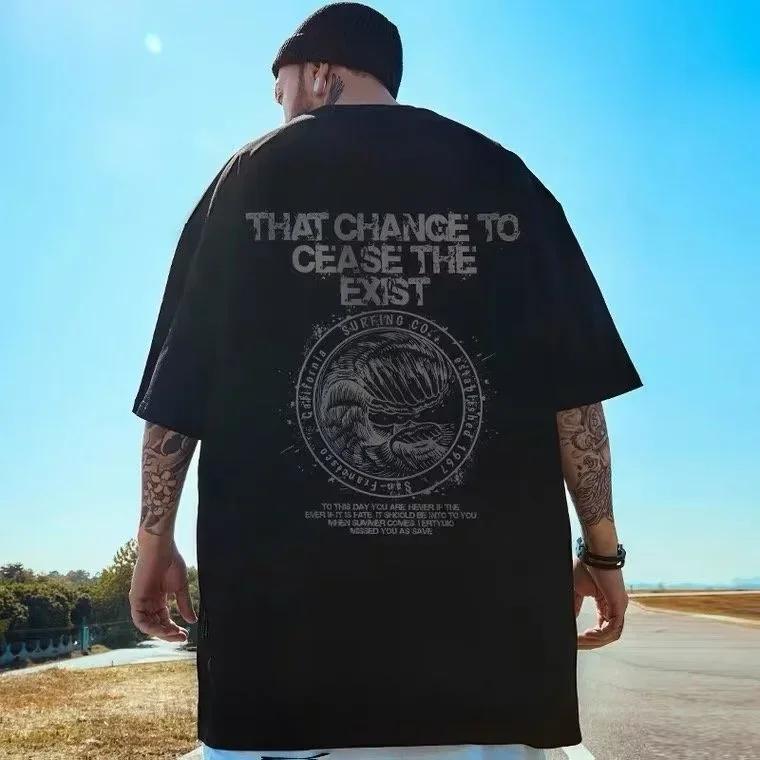 

Футболка 2023 года, летняя, новая модная, мужская, с английским буквенным принтом, повседневная, свободная, для улицы, для фитнеса, высококачественный хлопковый топ M чёрный