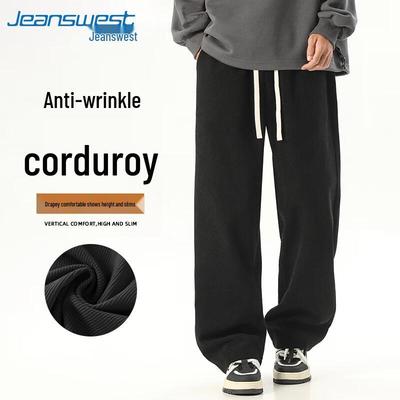 Jeanswest Men's 260G Heavyweight Corduroy Wide-Leg Sweatpants