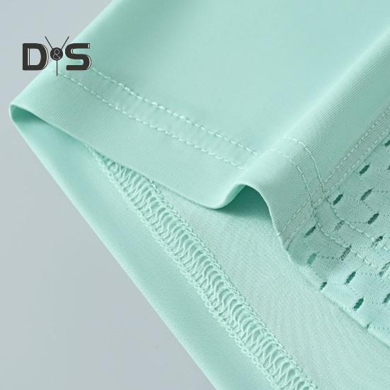 Men Boxer Underwear Mid-rise Breathable Holes Patchwork Color Shorts Panties U-Convex Design Ice Silk Underwear