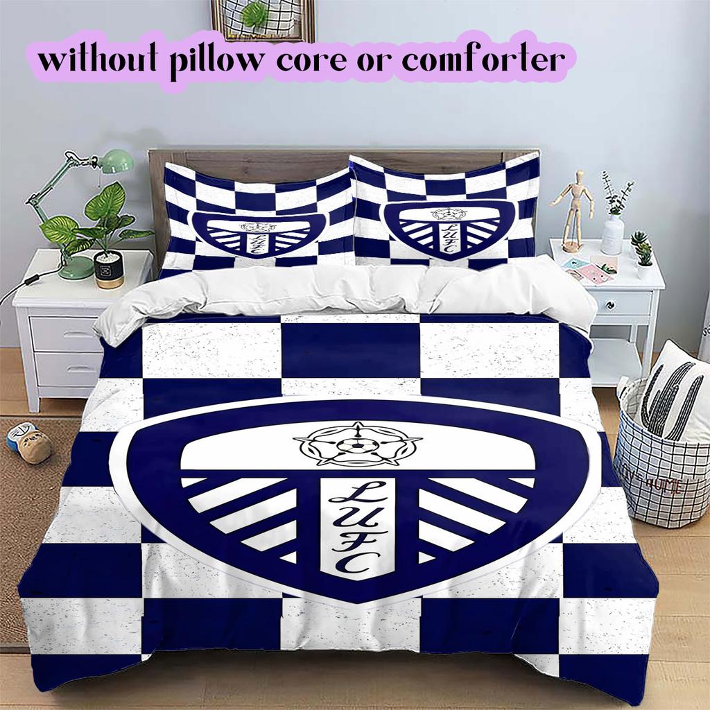 Leeds United Pattern Bedding,Quilt Set Quilt Cover Pillowcase Home Birthday Gift (1*duvet cover+2*pillowcase,without core)