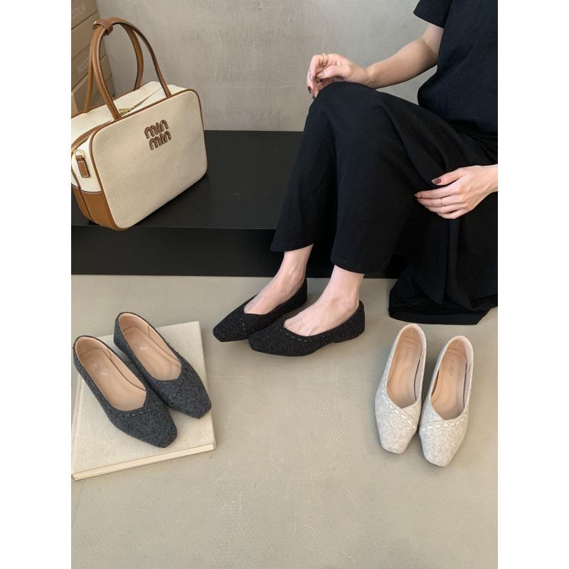 

Low-heeled French light-mouth single shoes women s shoes spring 2025 new temperament versatile woolen evening shoes 39 абрикосовый