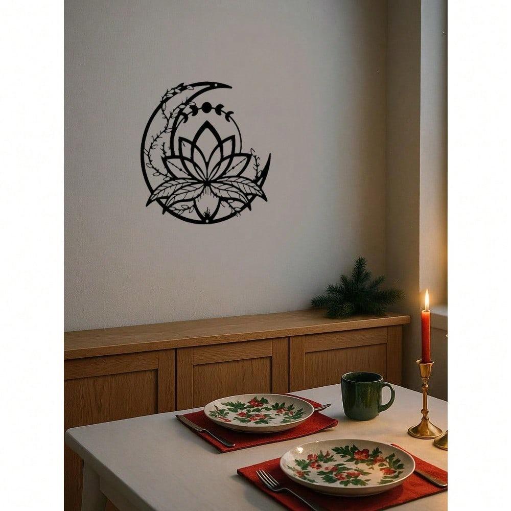 Metal Moon Lotus Wall Art Christmas Halloween Home Gift Decor