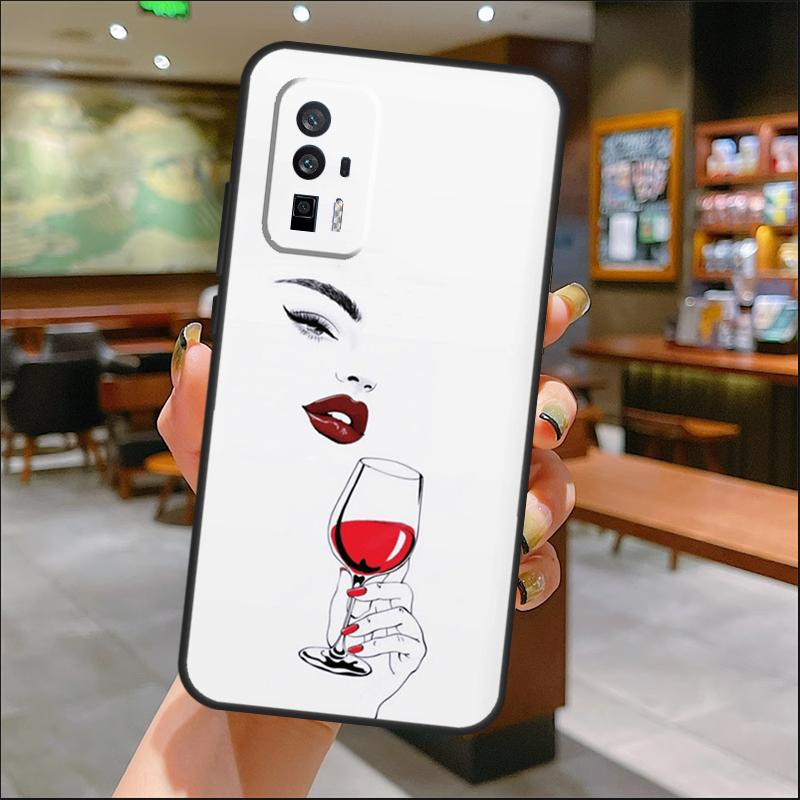Red Wine Glass Art Case For Xiaomi 15 14 Ultra 13 11T 12T 13T 14T Pro POCO X7 Pro X3 X5 X6 M6 F5 F6 Pro Cover
