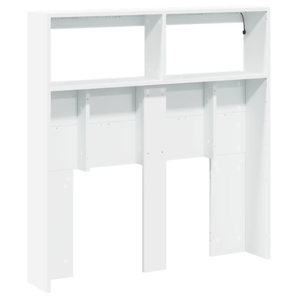 LED Headboard with Shelves White 100 X 17 X 102 Cm