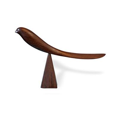CALÇADEIRA Calçadeira de Madeira com Suporte, Fabricada em Mianmar, com uma Mãe Pássaro. Feito à mão em ébano precioso (buxo) madeira (marrom escuro).