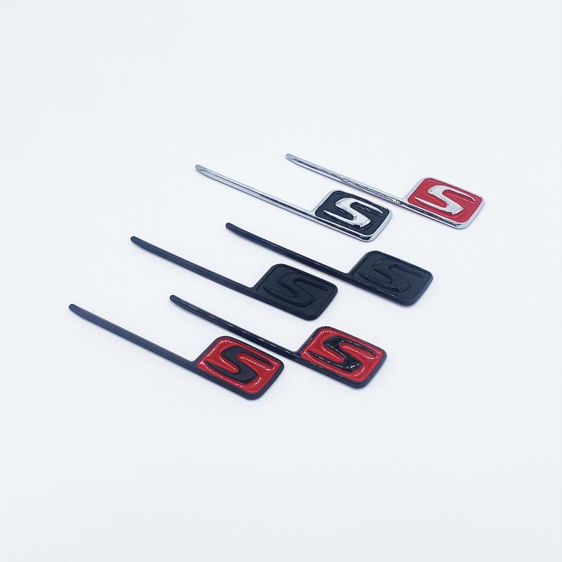 1Pc ABS S Badge Emblem Car Trunk Stickers For S E63S C63S GLC63S GLE63S GLS63S GTS GT43S GTR GT53 GT50 CLA45S Silver yellow black