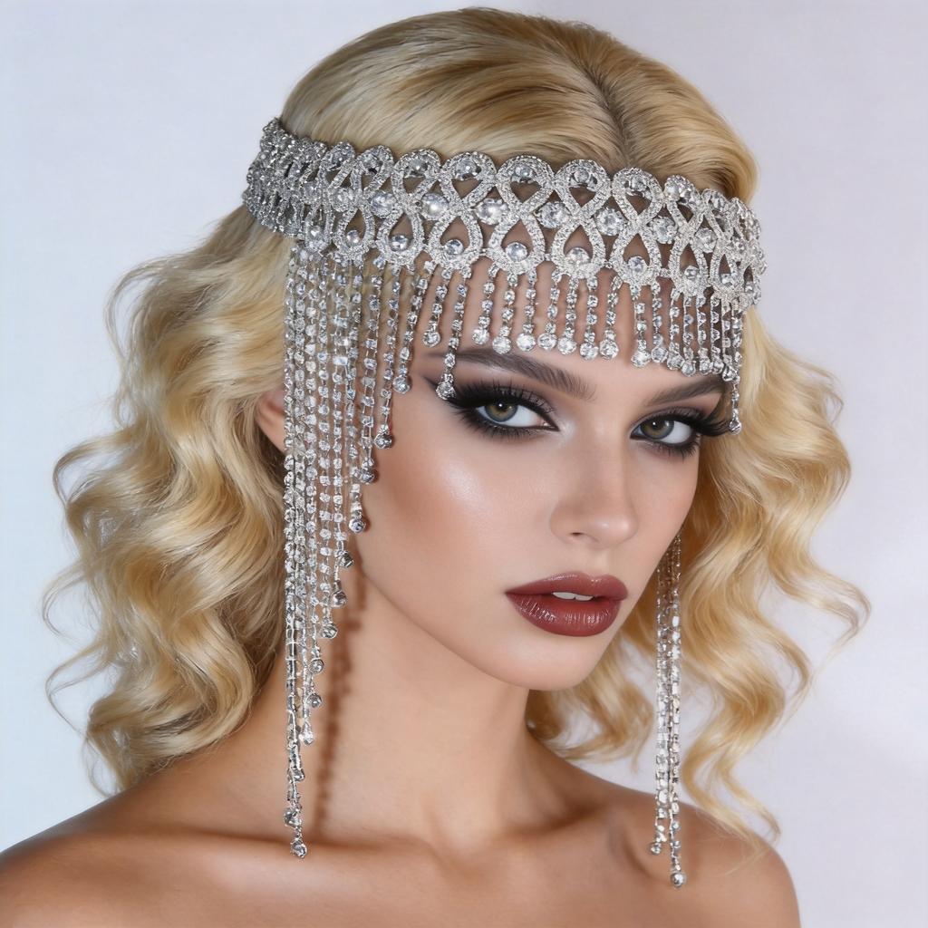 Simple Bridal Headband Rhinestone Party Hair Chain for Women Boho Indian Forehead Headpiece Alloy Accessory Jewelry
