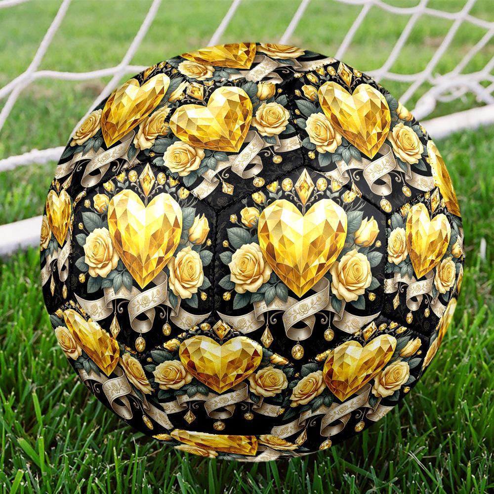 1pc Golden Heart Roses Size 5 Soccer Ball Professional Match Training Football Indoor &Outdoor Sports Ball Training Ball Lightweight Durable y19
