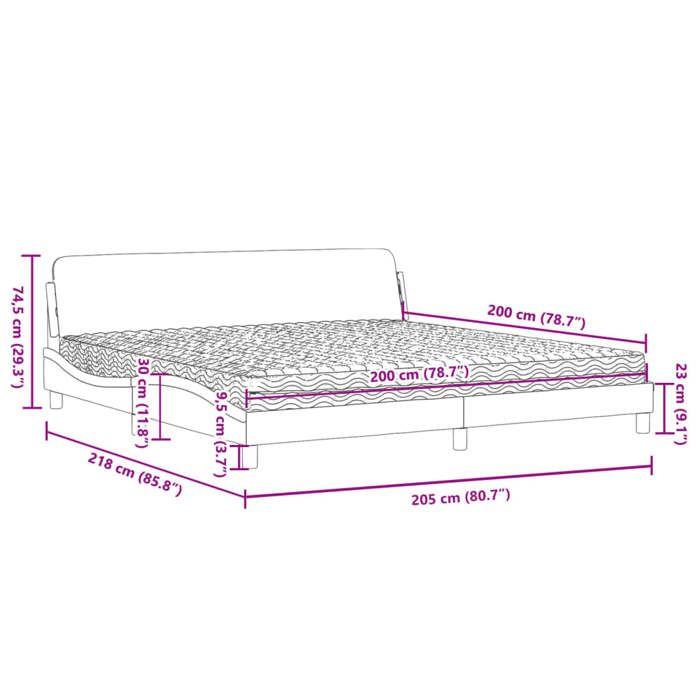 VidaXL Lit avec matelas gris clair 200x200 cm velours 3208471