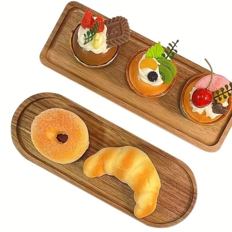 1 Stück Holz-Serviertablett - Multifunktionales Snacktablett, Küchen-Dekorationstablett, Sehr gut geeignet für Küche und Restaurant