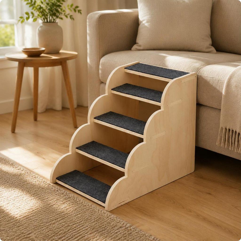 Dog Stairs Wooden Sofa Pet Steps Space-Saving for Bed