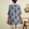 Haut décontracté d'été pour femme, vintage, imprimé floral, ample, col rond, manches courtes